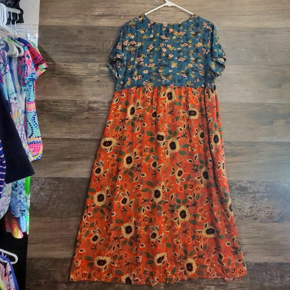 NATURAL LIFE Blue and Orange Floral Maxi Dress - Picture 10 of 11
